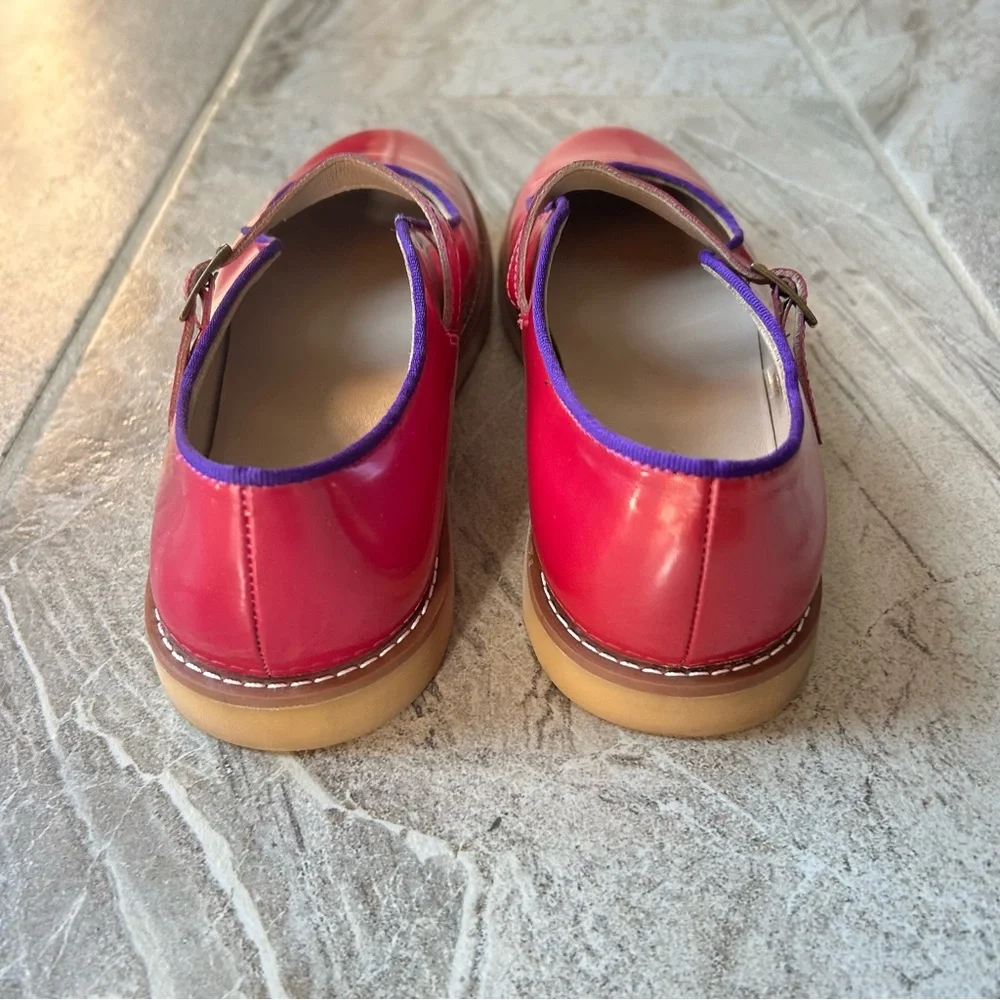 EUC Elephantito Girls Patent Leather Pink & Purple Mary Jane, Size 35 EU Or 4 US
