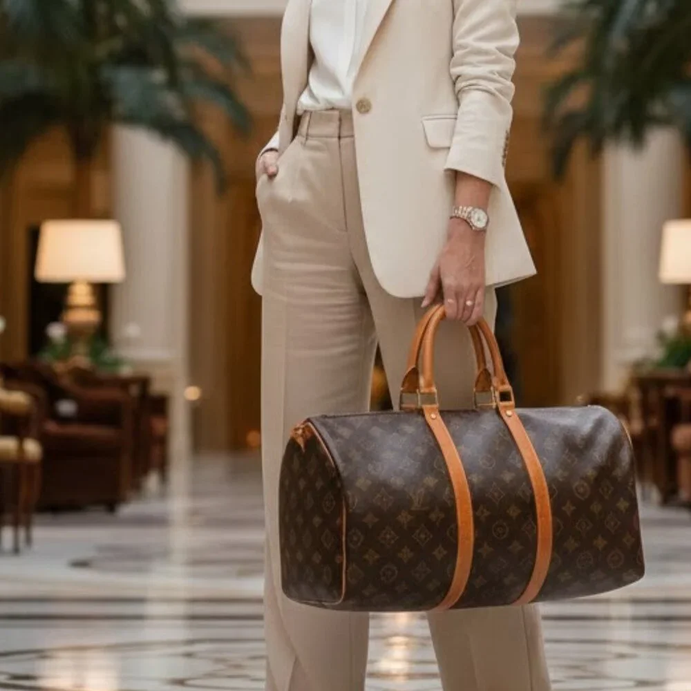 Louis Vuitton LV Boston Bag Keepall 55 Browns Monogram