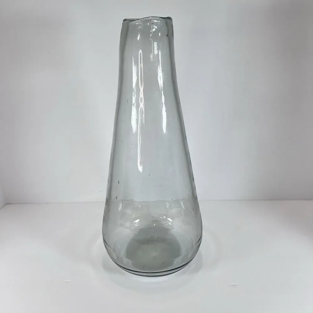 West‎ Elm Modern Clear Smoke Gray Recycled Glass Vase Hand Blown 12 3/4”