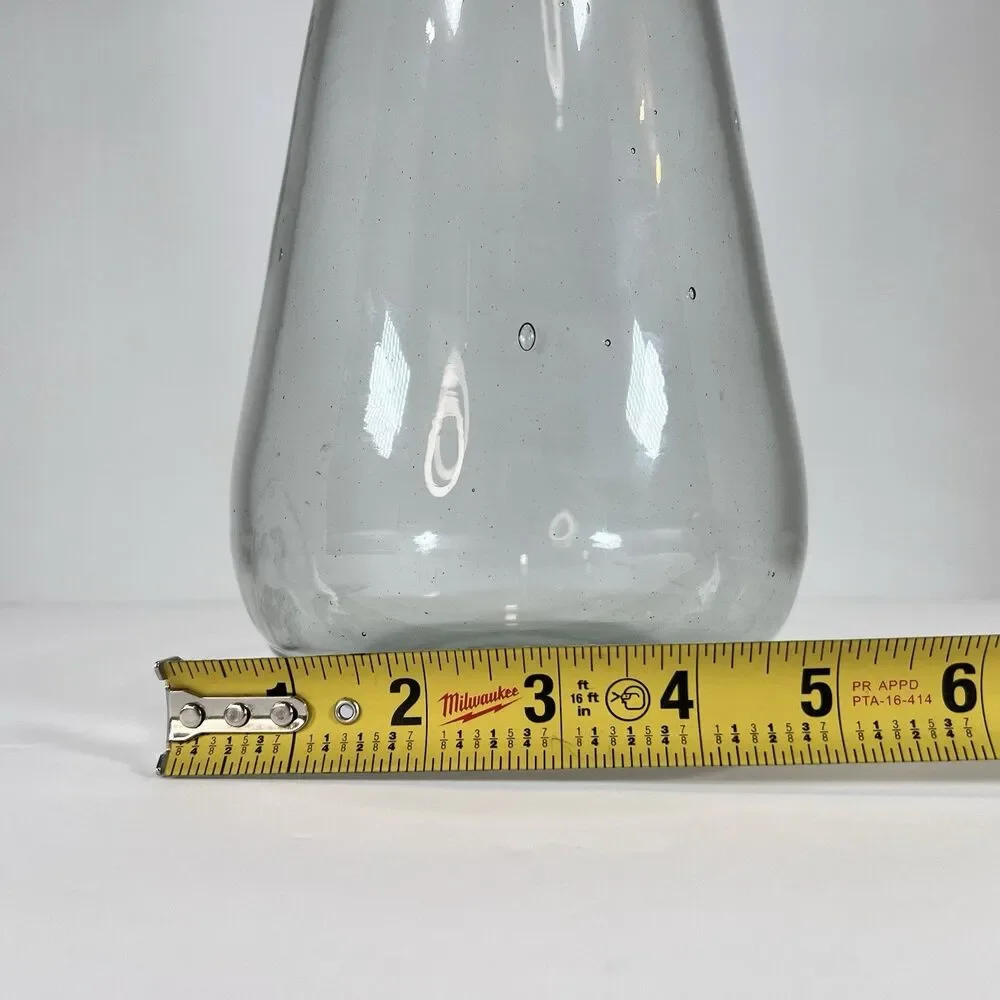 West‎ Elm Modern Clear Smoke Gray Recycled Glass Vase Hand Blown 12 3/4”