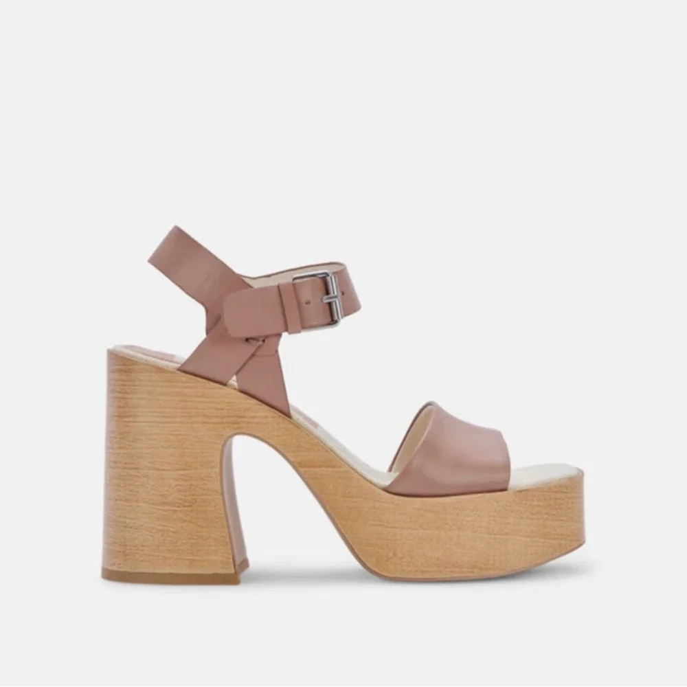 Dolce Vita Women's Wallis‎ Heeled Wedge Platform Cafe Leather Sandal Size 9