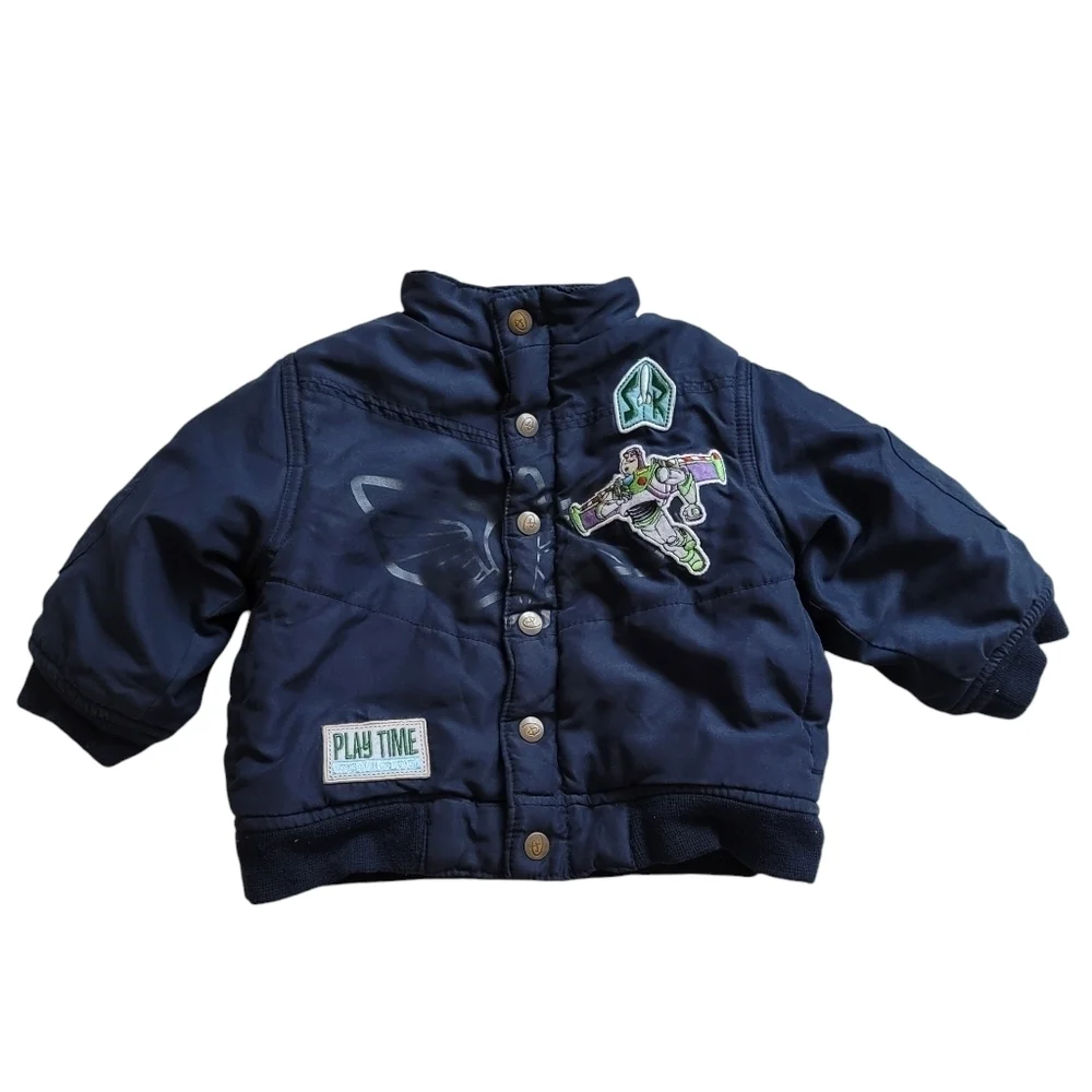 Disney Toy Story 3 Buzz Lightyear Patch Bomber Jacket Navy Blue 12 Months