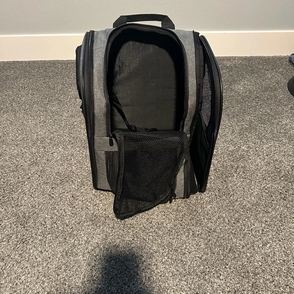 Apollo gray and black pet carrier backpack