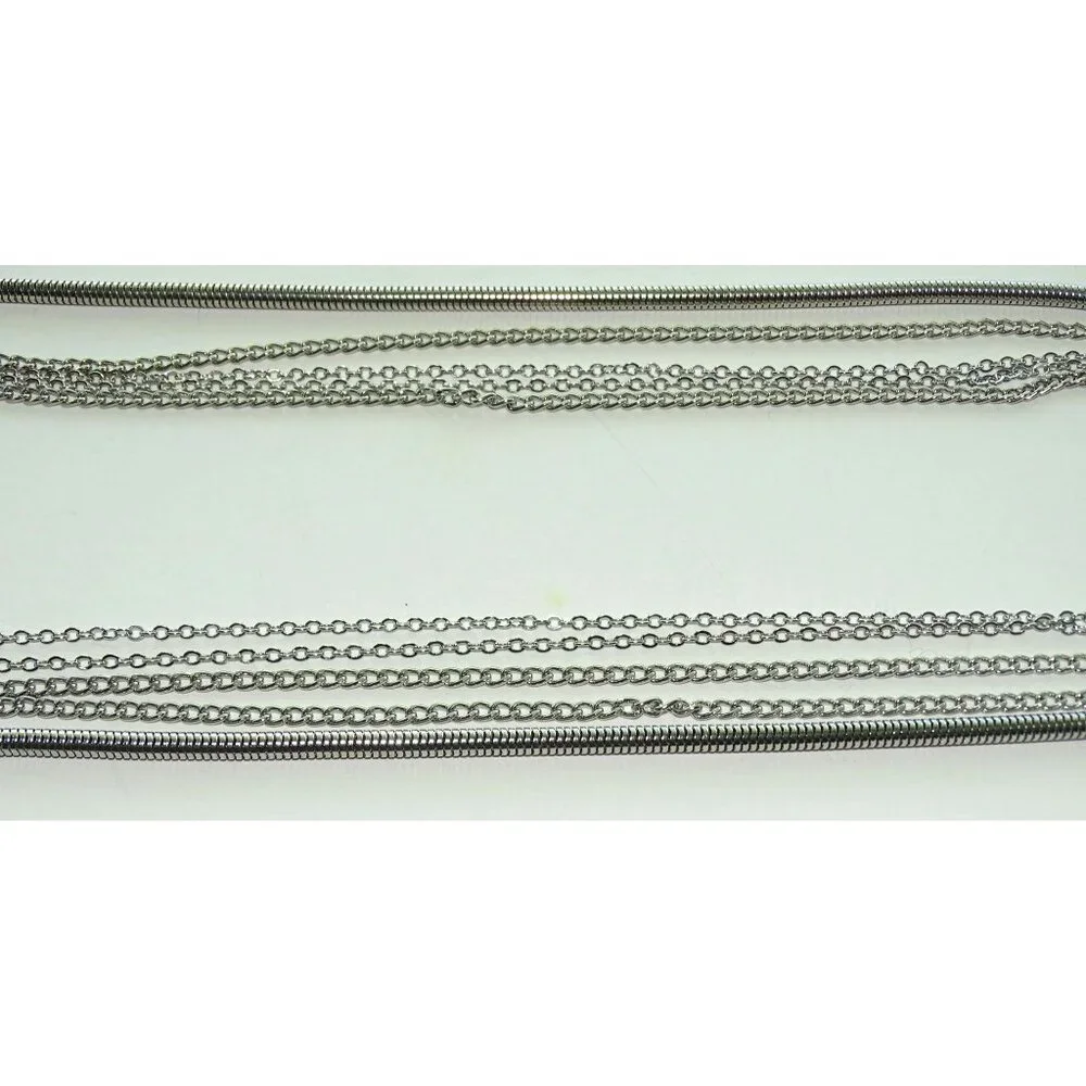 I.N.C. Silver Multi-Strand Layered Necklace With Lobster Clasp & Adjustable Chai