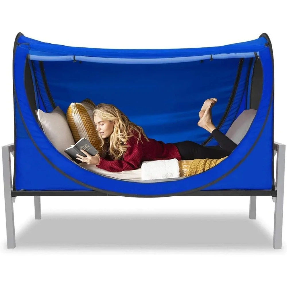 Pop-Up Bed Tent Full Size Canopy Tent Privacy Space with 4 Doors & Mosquito Mesh