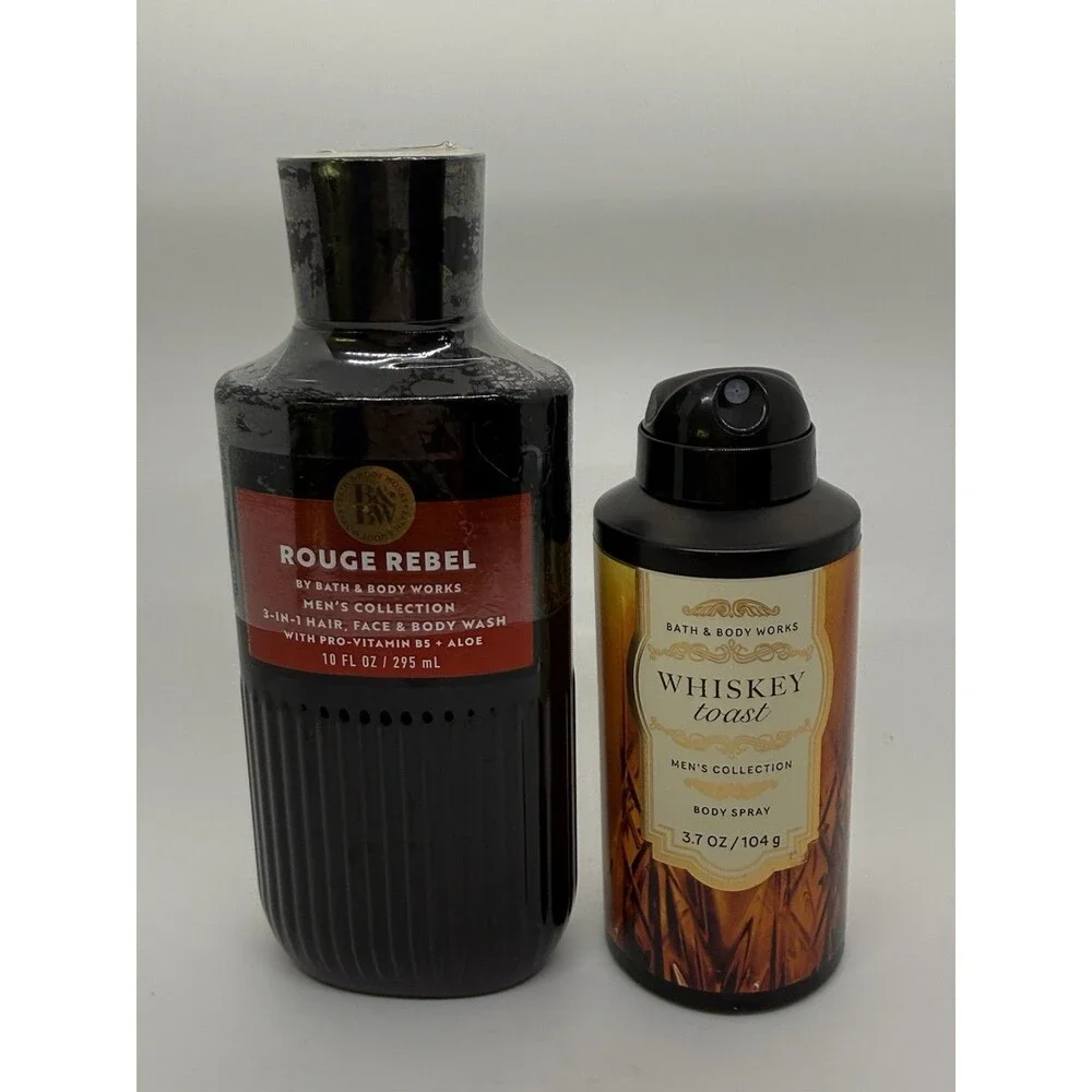 Bath & Body Works Rouge Rebel 3-in-1 Wash, WHISKEY TOAST Body Spray Mist Mens’s