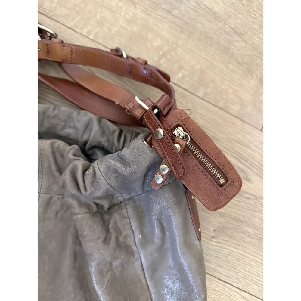 ANTHROPOLOGIE Schuler & Son Manzanilla hobo purse leather bag gray brown
