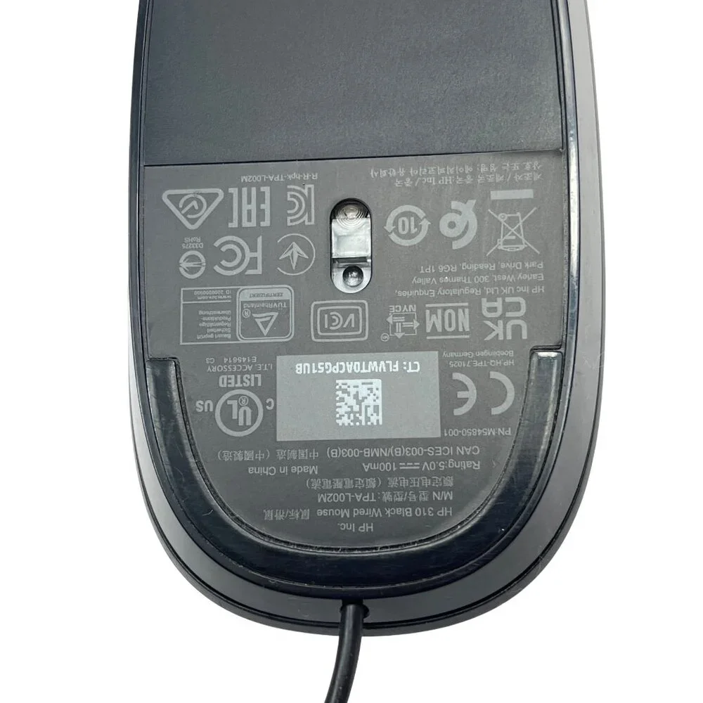 Hp Wired Usb Optical Mouse Black Ergonomic Design For Pc & Laptop 60f