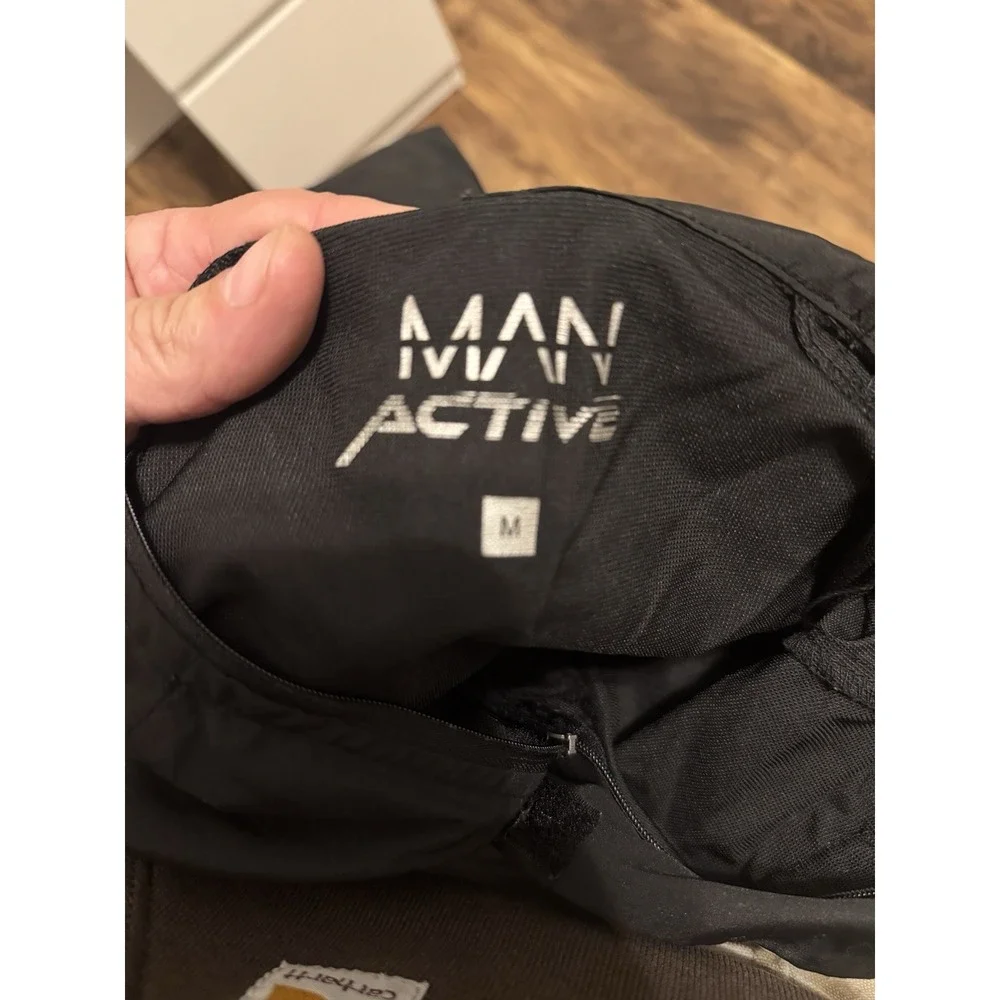 Men's Active Wear Black Windbreaker 1/2 Zip Hooded Size Medium