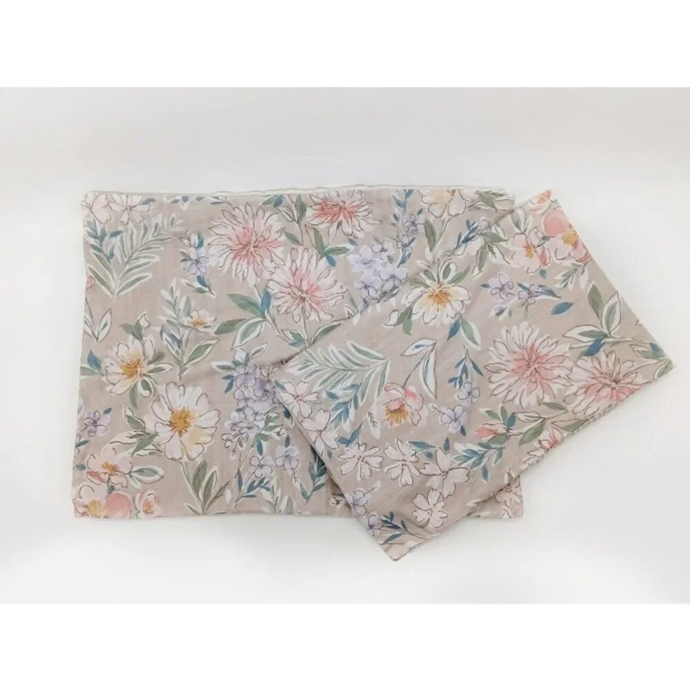 Charter Club Cotton 2Pc Pillow Sham Set Garden Floral Stripes Double Sided