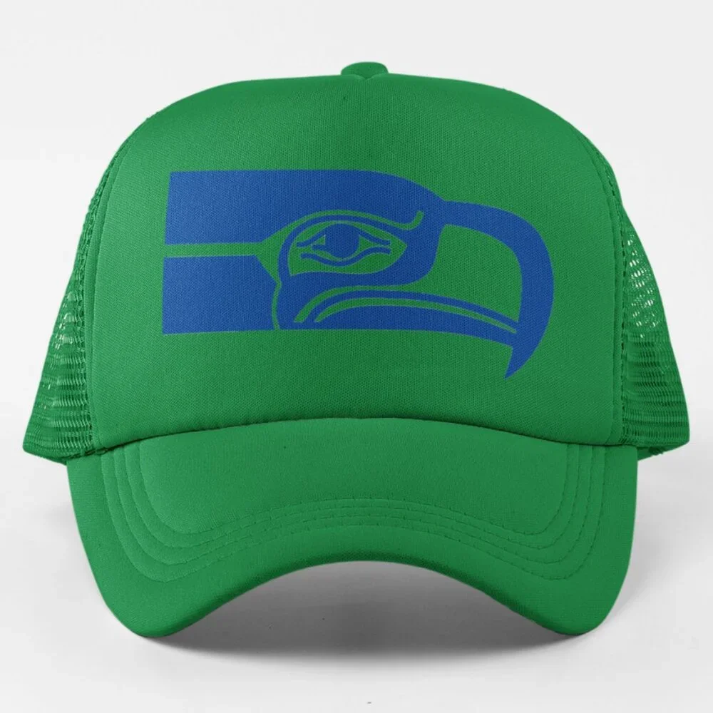 NEW Seattle Seahawks Retro Monochrome Pop Logo Trucker Mesh Snapback Hat GREEN