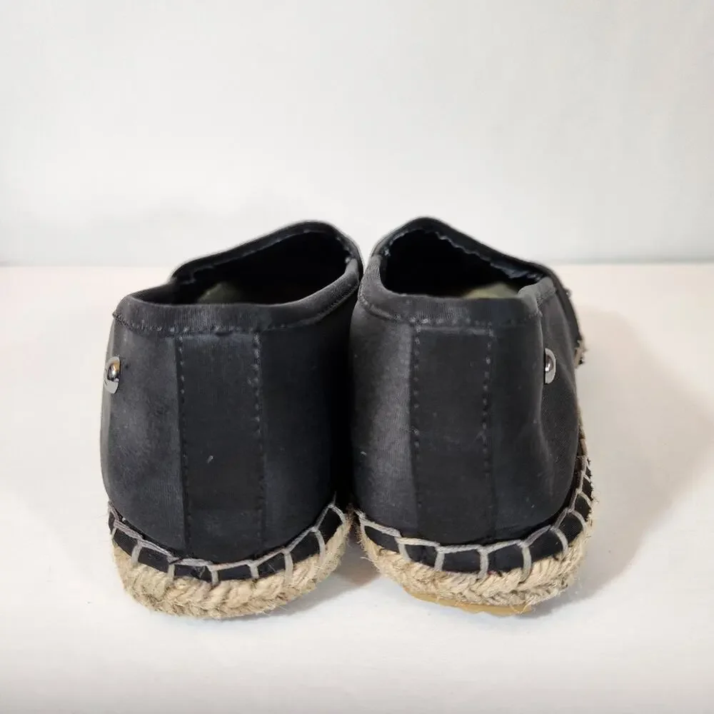 SIMPLY VERA VERA WANG Black Satin Espadrille Grommet Detail Womens 9M FLAWED