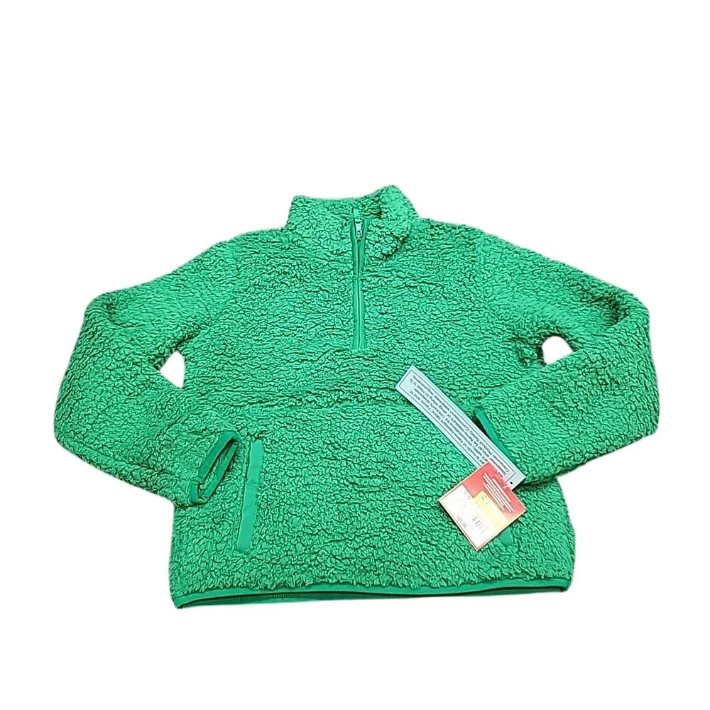 Kids Boys Girls Sherpa Pajama Pullover Small Size 6/7 Green Long Sleeves Top