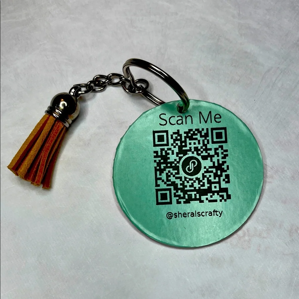 QR Code Keychain with Tassel Pick Your Color