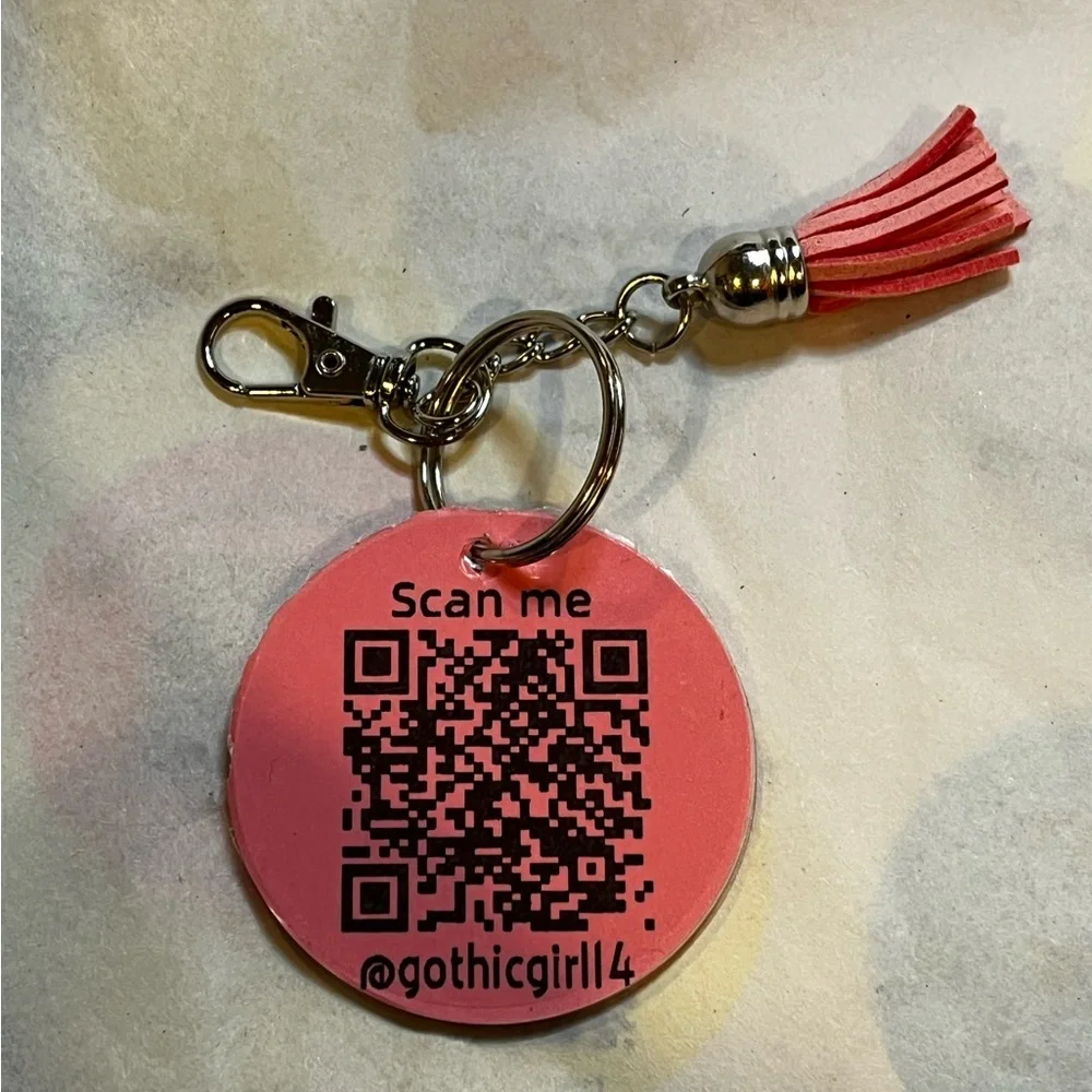 QR Code Keychain with Tassel Pick Your Color