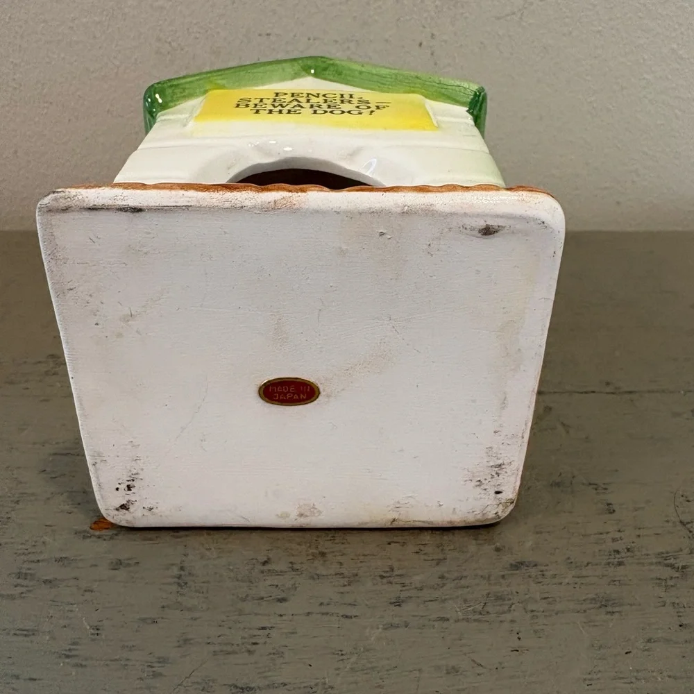 VTG Japan Dog House Shaped Ceramic Pencil Holder