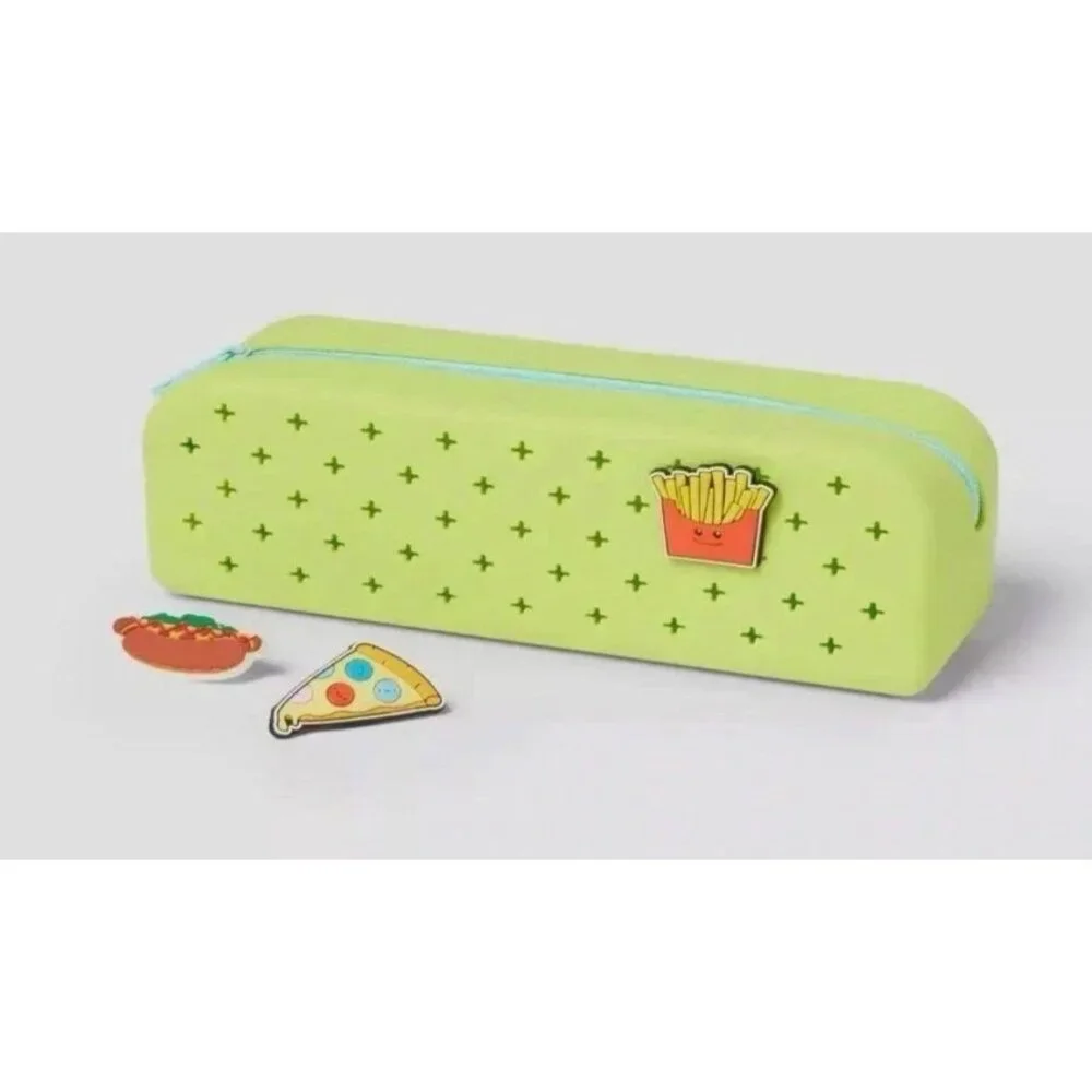 UP & UP Charm Neon Green Silicone Pencil Pouch with Blue Zipper for Students