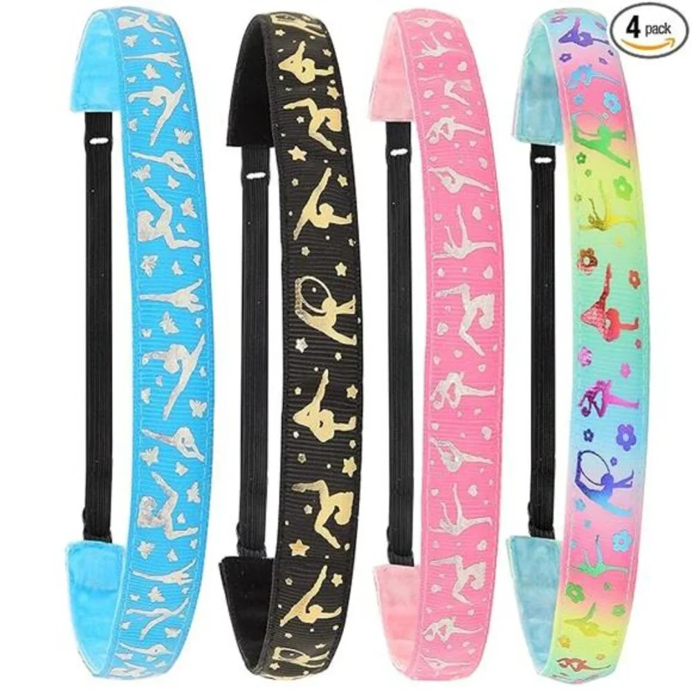 Girls Gymnastics Headbands Adjustable Non Slip Elastic Sport Hair Bands Set