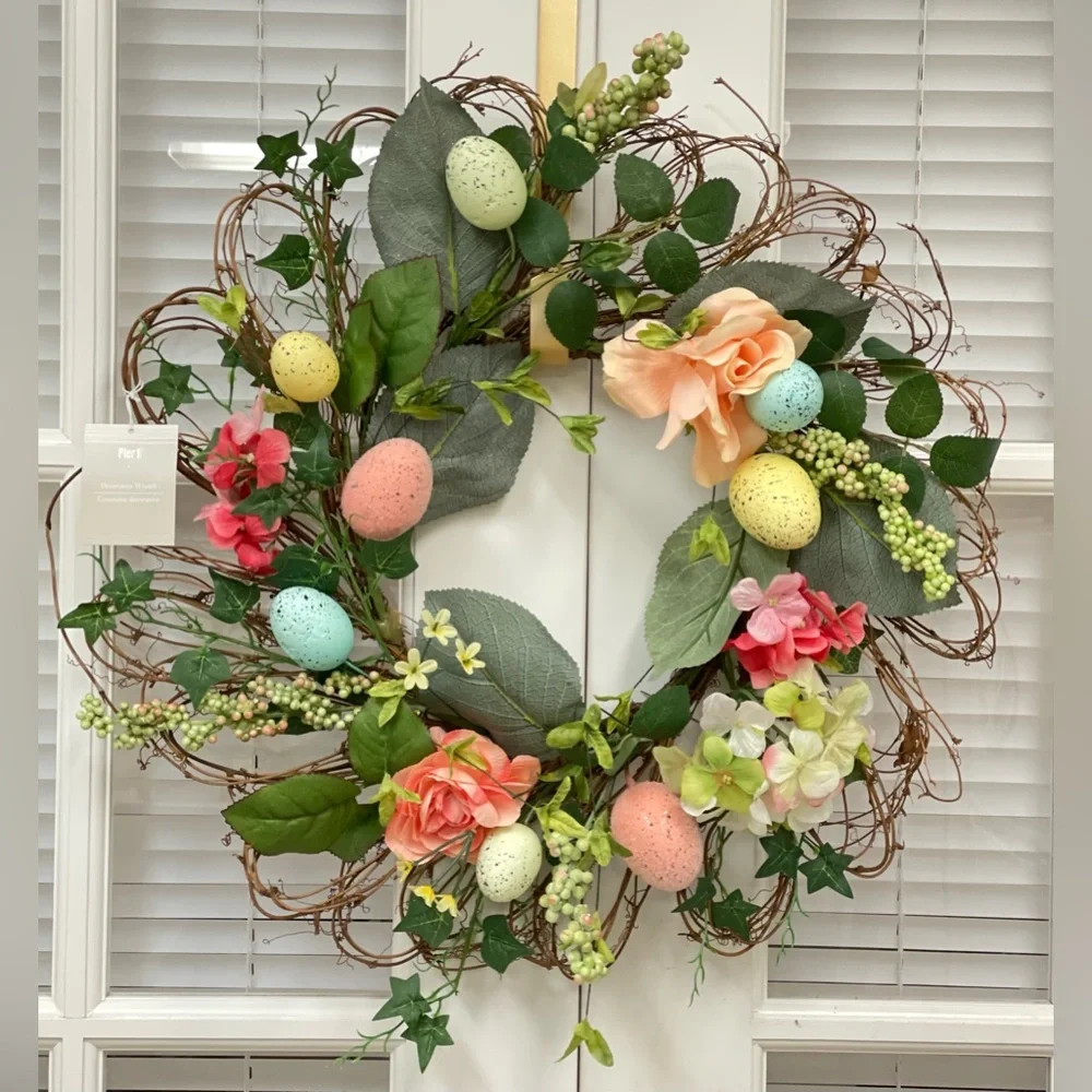Pier 1 Easter Egg Floral Wreath NWT