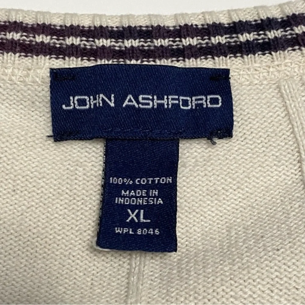 Men's Heavyweight Cream Cotton Sweater XL Preppy Academia Tennis‎ Prep Capsule