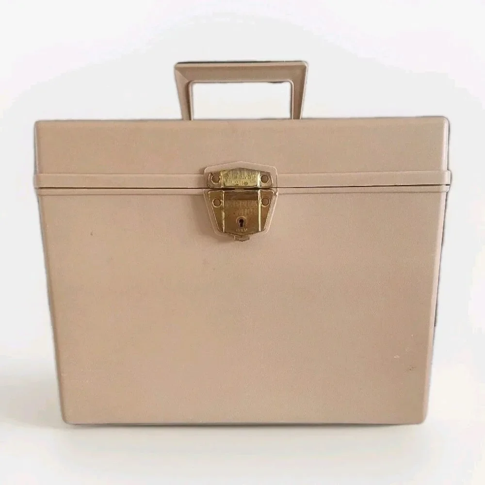 VTG Ballonoff Porta Personal File Box Beige Original Stackable With Key Plastic