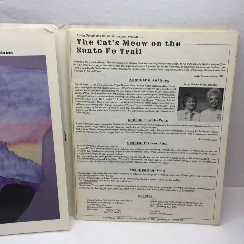 Vtg 1989 The Cat's Meow! Santa Fe Trail Dennis Southwest Fabric Painting Pattern