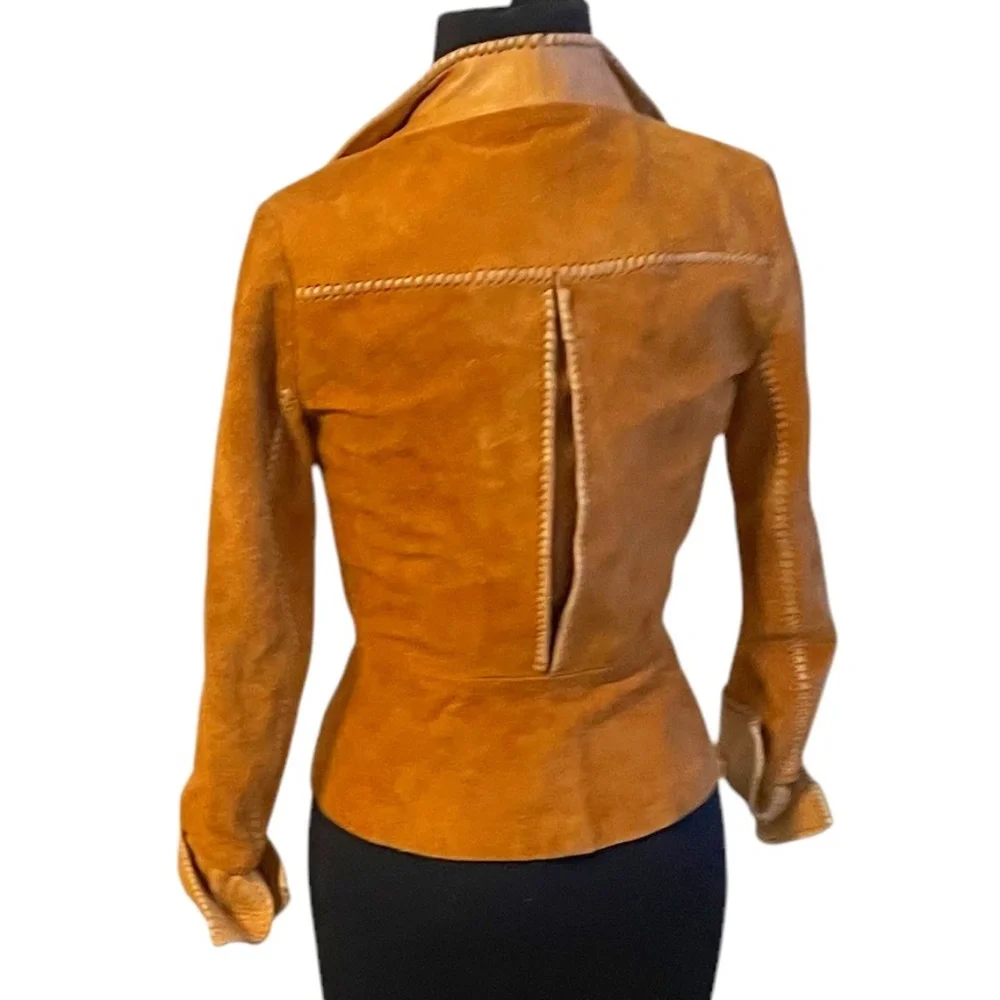 Vintage Handcrafted Custom Made Char Of Mexico Women's‎ Leather Suede Jacket XS