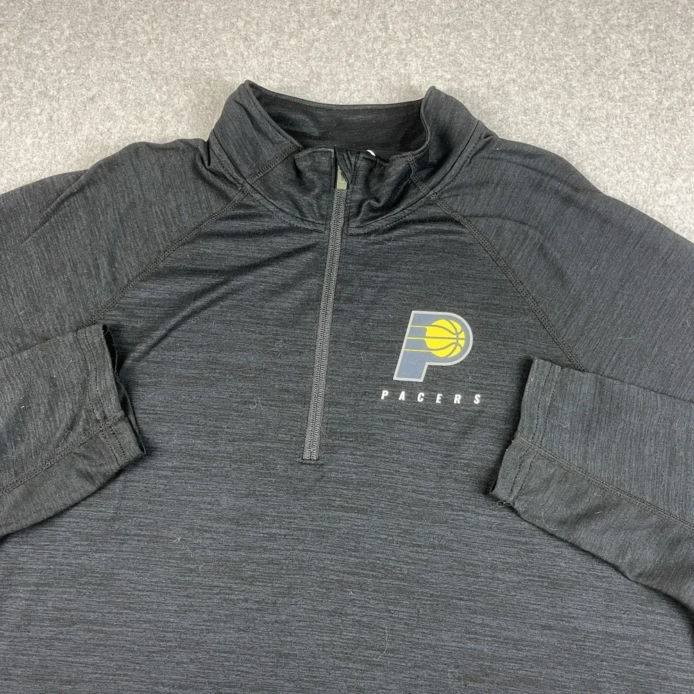 Indiana Pacers Pullover Mens 2XL Gray 47 Brand 1/4 Zip Mock Striped Pullover NBA