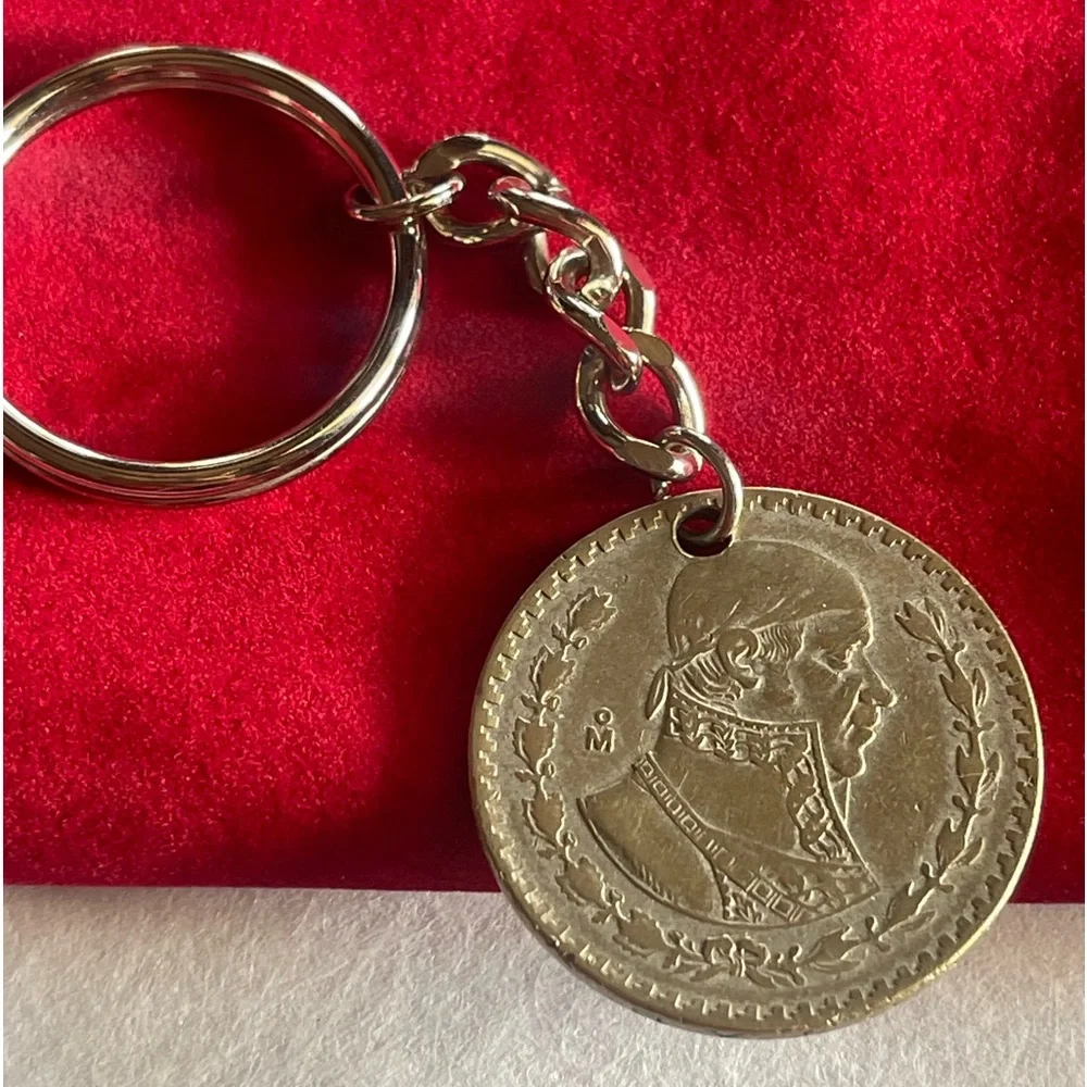 One off Mexico silver coin keychain