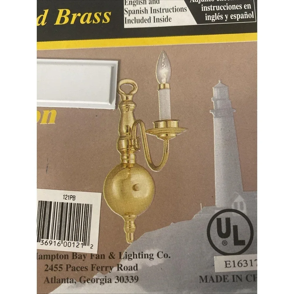 Hampton Bay Solid Brass Colonial Collection One Wall Light Fixture Sconce