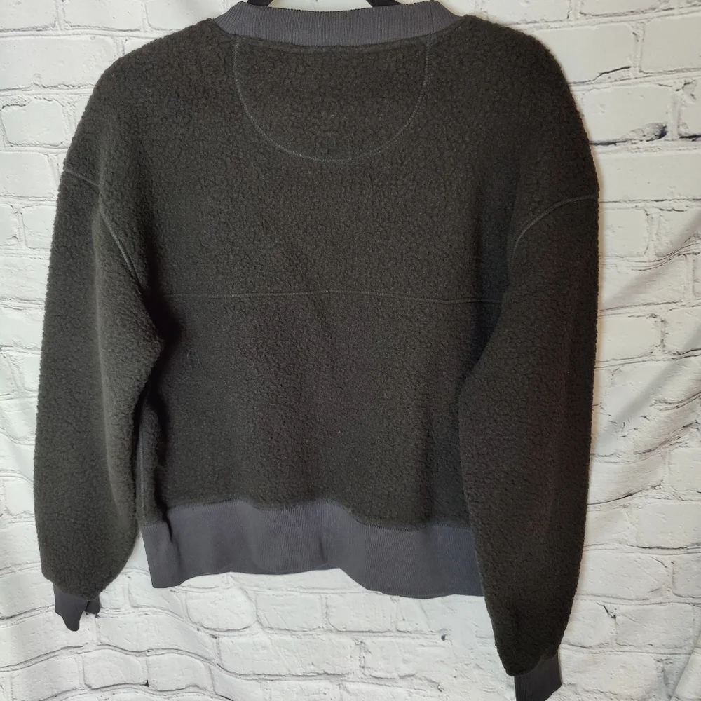 Everlane Womens The ReNew Fleece Oversized Crew Sweatshirt Black XS