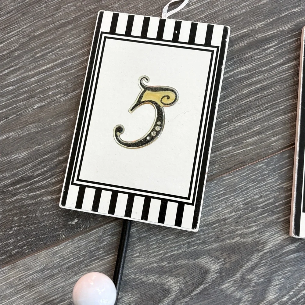 Striped Black and White Numbered Wall Hooks