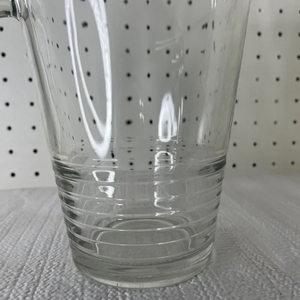 Ikea Clear Glass Svepa Pitcher 32 oz Embossed Ribbed Rings Discontinued