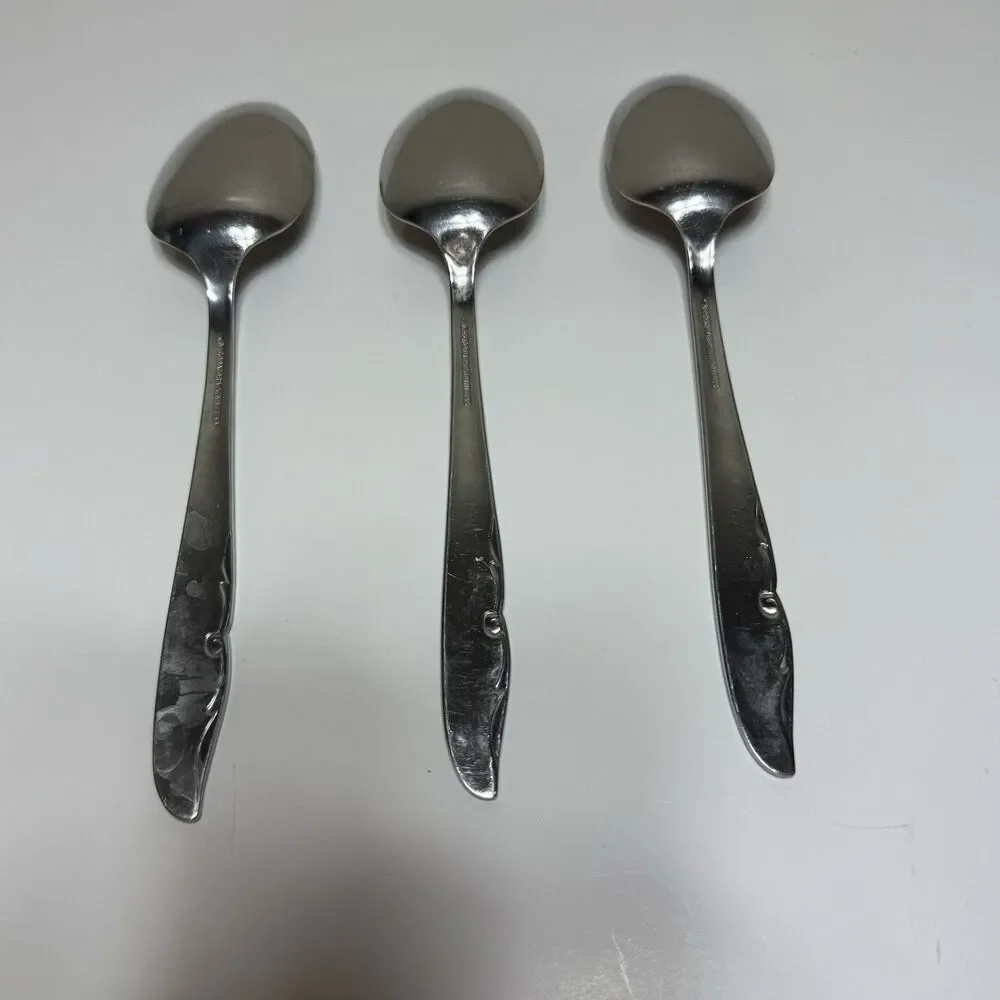 ONEIDA Decorator's Stainless MERMAID Set 3 SERVING SPOONS 8 1/4