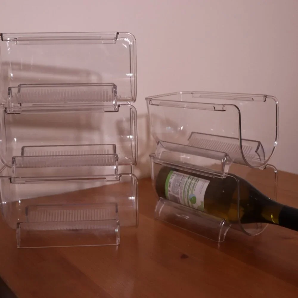 Set of 5 Clear Stackable Wine Bottle Holders