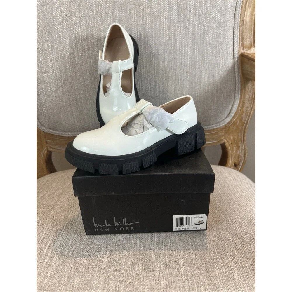 Nicole Miller White Mary Jane Chunky Lug sole coquette y2k tstrap academia sz 12