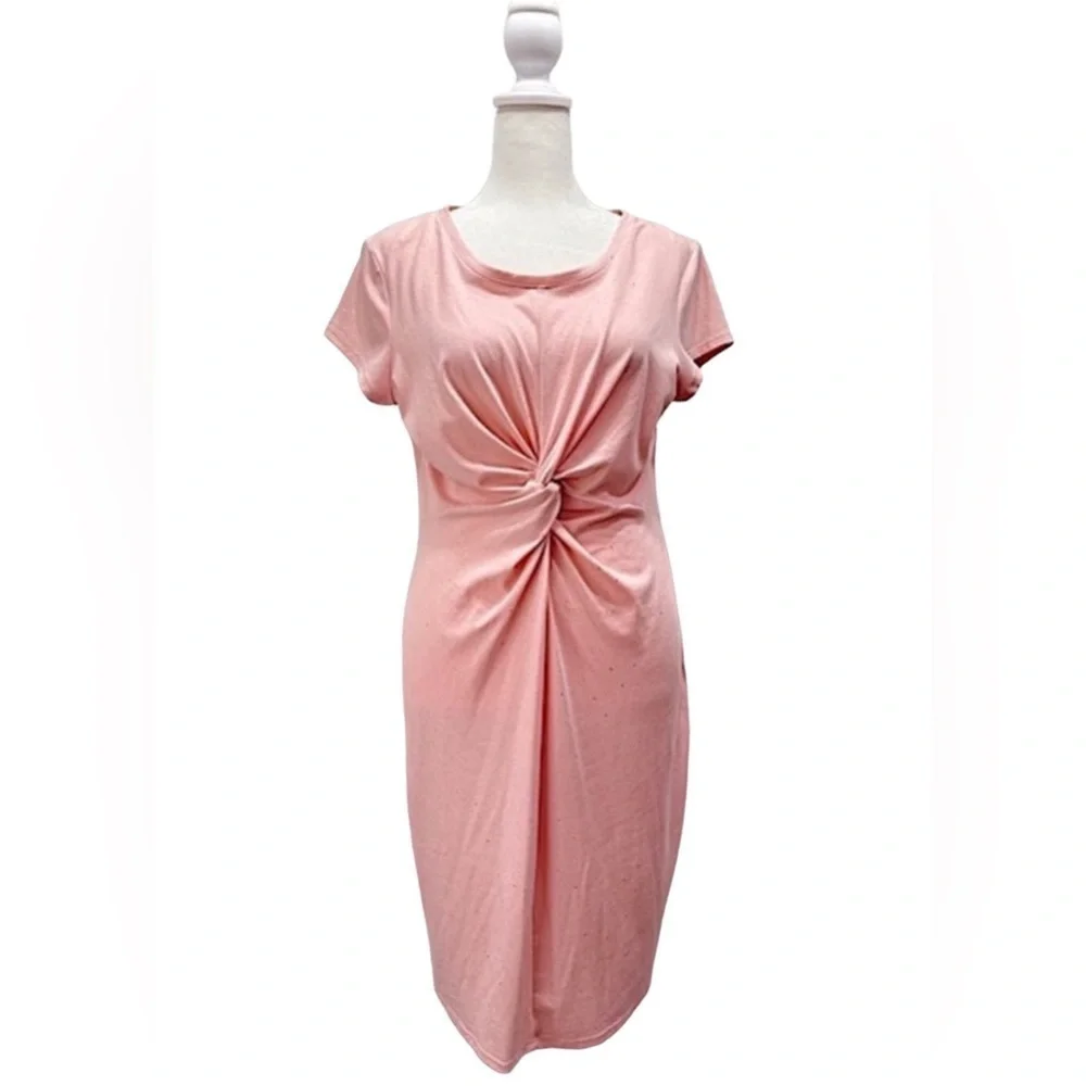 Juicy Couture Pale Pink Glitter Sparkle Knot Front Sheath Dress Size Medium