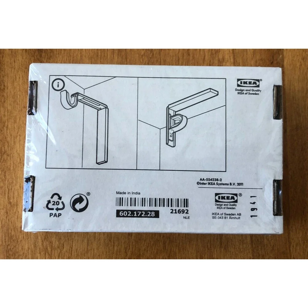 IKEA Betydlig Wall Curtain Rod Bracket Black Set of 2 602.172.28 NEW