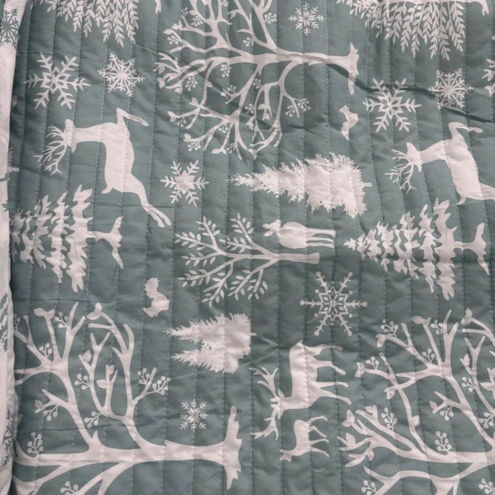 Reversible Queen Forest Dreams Beautiful Light Green REVERSIBLE NEW Final Sale