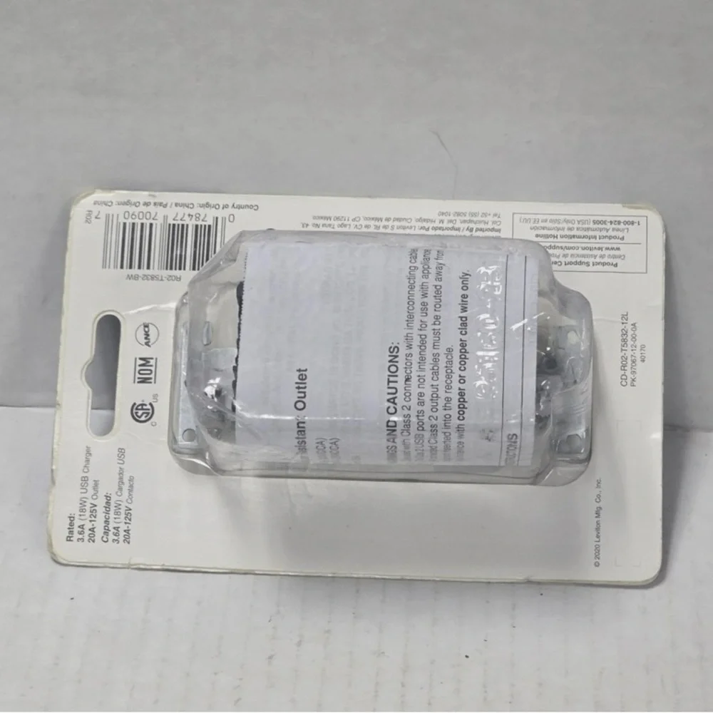 Leviton Decora+ USB In-Wall Charger Outlet, 20 Amp, White