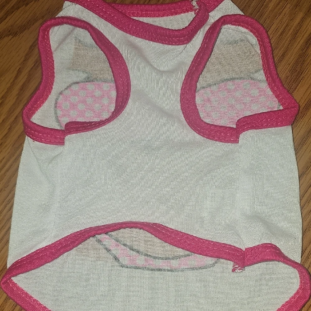 Born To Be Loved Pink Polka Dot Bikini Dog Shirt Size Small