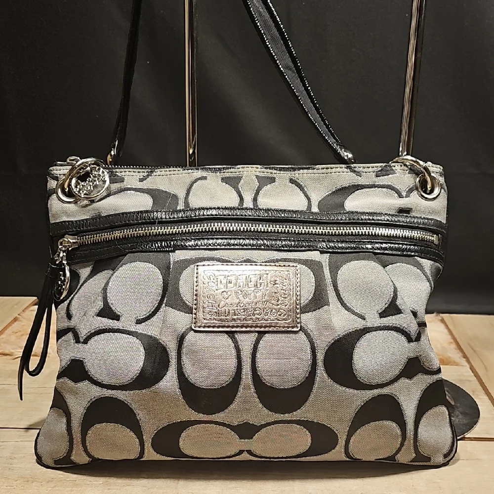 Coach Black and Gray Patterned Crossbody Bag