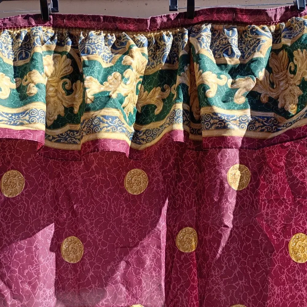Vintage Springs Shower Curtain Maroon Gold Medallion 90s Art Deco Made in USA