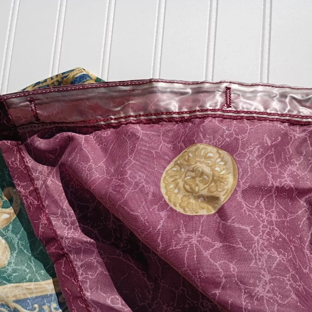 Vintage Springs Shower Curtain Maroon Gold Medallion 90s Art Deco Made in USA