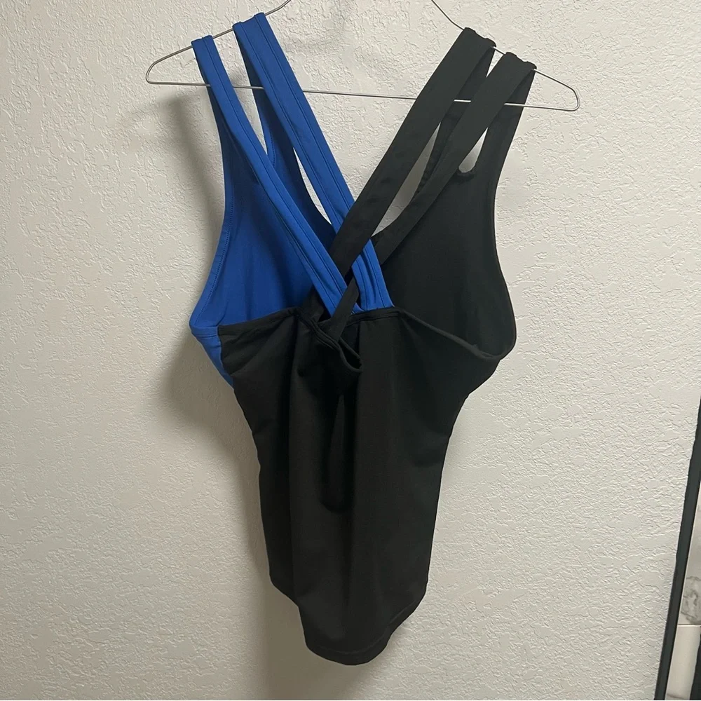 Amazon Black and Blue Crisscross Tank Top