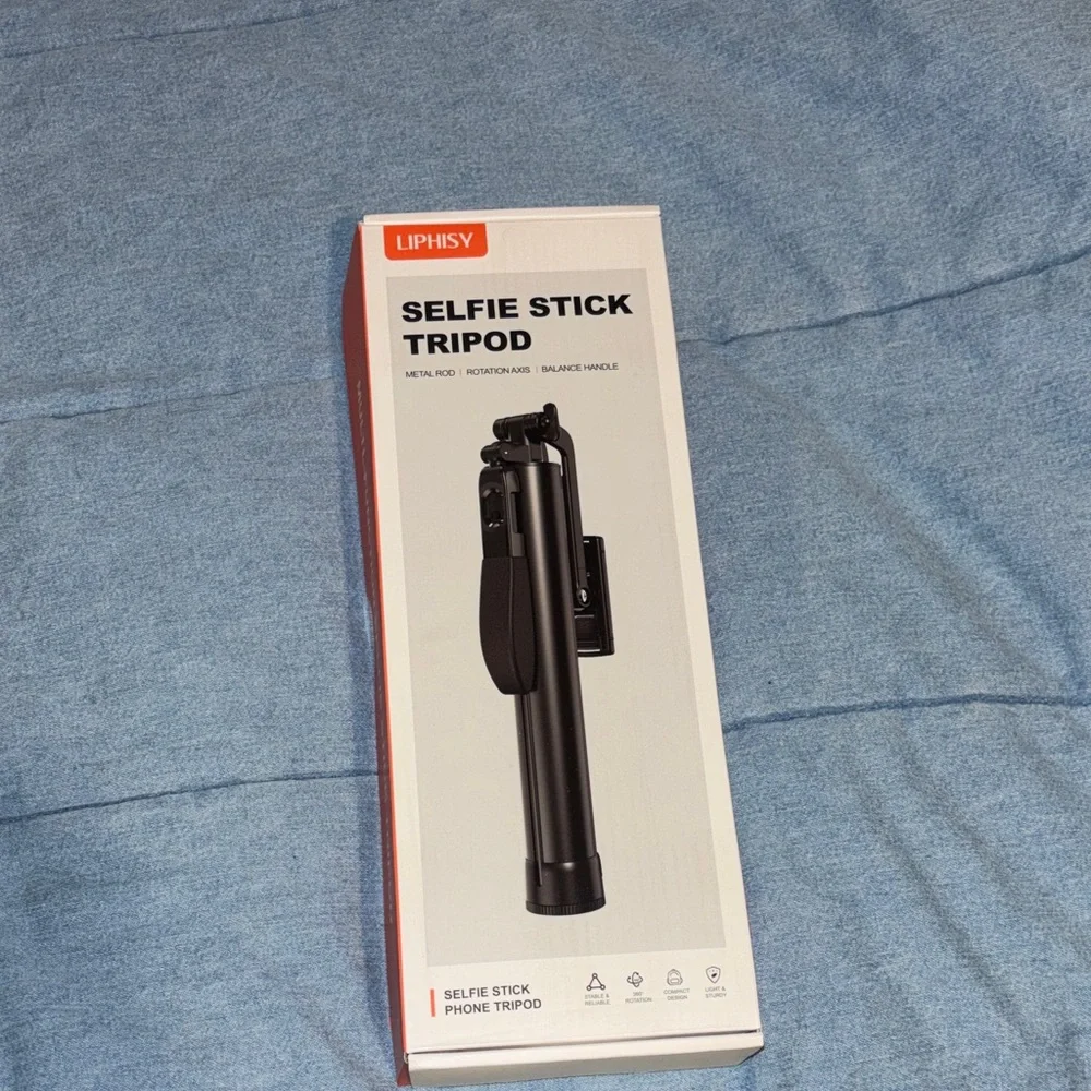 New NIB Black Selfie Stick Tripod metal rotation axis balance handle