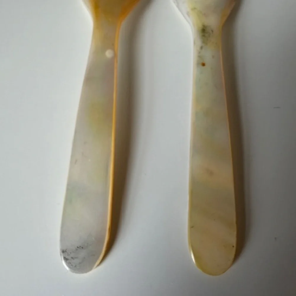 Vintage Small Serving Spoons Mother of Pearl Style Set of 2 Approx 4.5