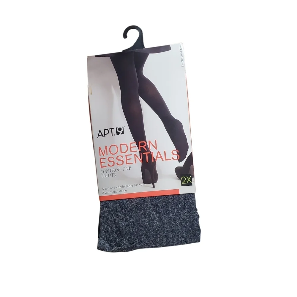 Apt.9 Control Top Tights Womens 2X Heather Gray Modern Essentials Pantyhoses