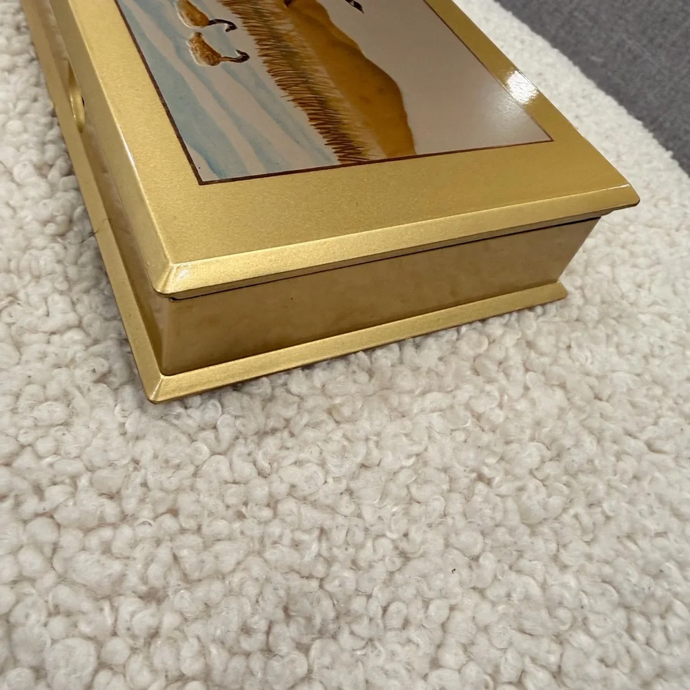 Vintage Otogiri‎ Japanese Memo Box Canadian Geese Gold Tone Wood Box