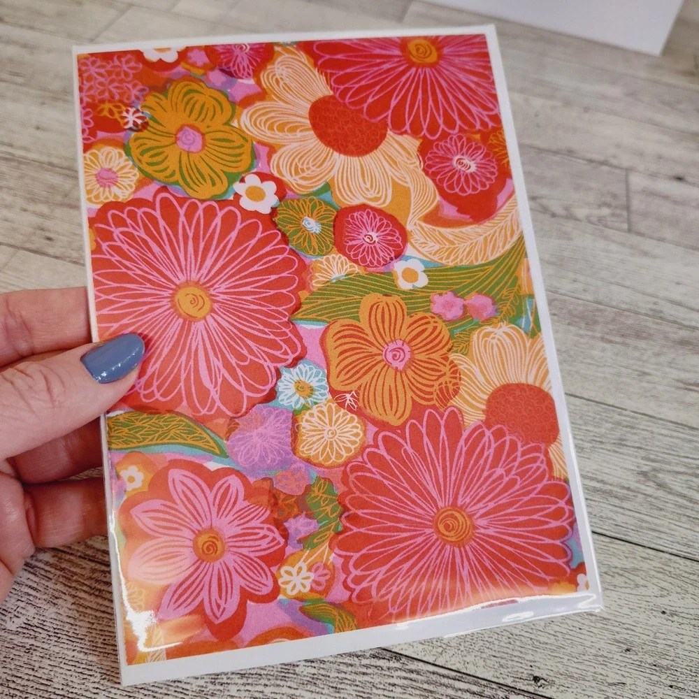 Floral Greeting Card Blank Note Card Colorful‎ Flowers Stationery Any Occasion